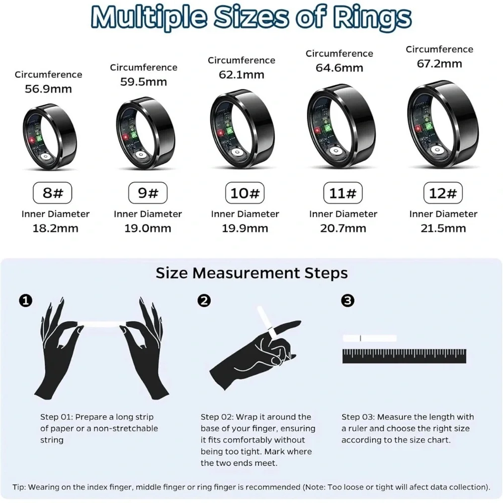 Smart Ring Black Sz  10
